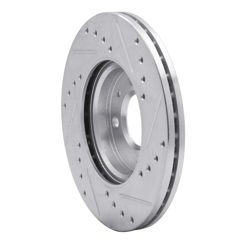 Dodge Attitude Brake Rotor (1) - Front Left - R1 Concepts - Drilled & Slotted - Silver - `12-`25